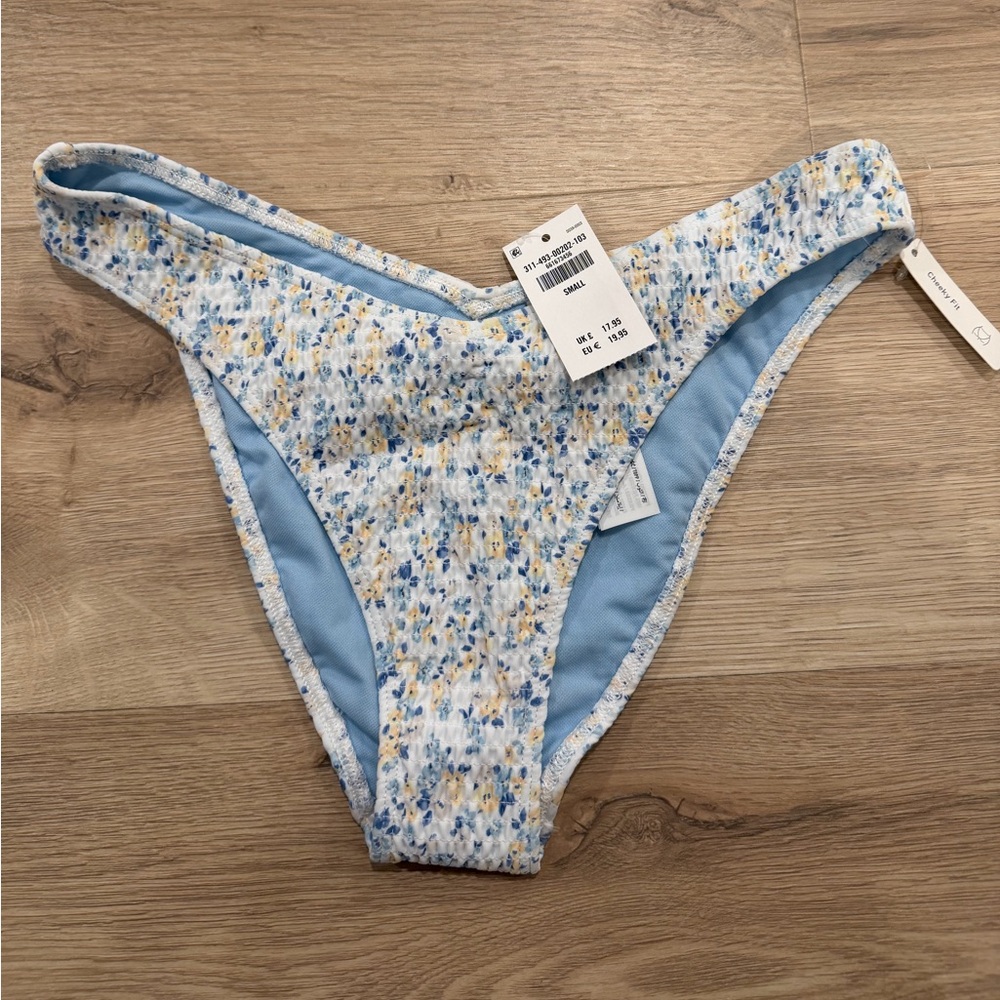 Hollister Blue and Yellow Floral Bikini Bottom